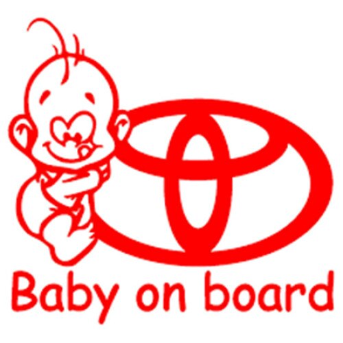 Sticker decorativ auto, logo Toyota, Baby on Board, rosu