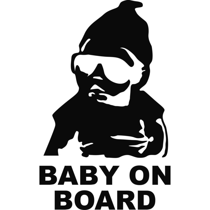 Sticker decorativ auto, Cool Baby, Baby on Board, negru