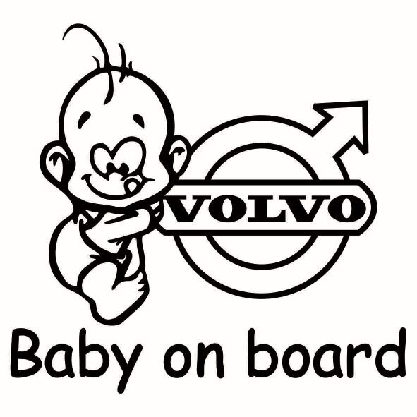 Sticker decorativ auto, logo Volvo, Baby on Board, negru