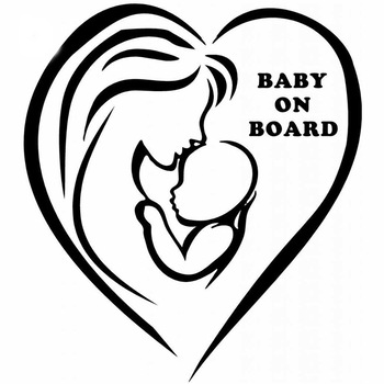 Sticker decorativ auto, Mama si Copilul, Baby on Board, negru Sticker decorativ auto, Mama si Copilul, Baby on Board, negru