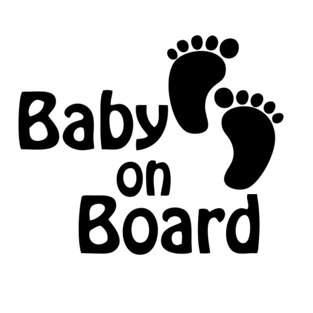 Sticker decorativ auto, talpa bebelus, Baby on Board, negru