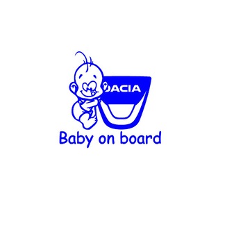 Sticker decorativ auto, logo Dacia, Baby on Board, 12 x 12 cm, albastru Sticker decorativ auto, logo Dacia, Baby on Board, 12 x 12 cm, albastru