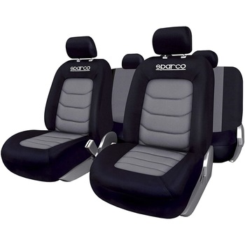 Set Huse Scaune Auto Sparco Ergo Sport, negru - gri, 9 bucati Set Huse Scaune Auto Sparco Ergo Sport, negru - gri, 9 bucati