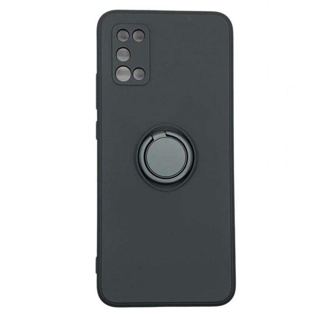 Husa protectie Flippy compatibila cu Samsung Galaxy A02S Liquid Silicone Ring cu suport rotativ Negru