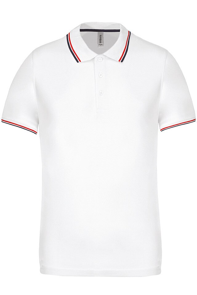 Tricou polo barbati, Kariban Two Stripes K250, Alb