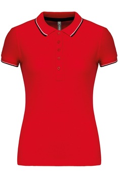 Tricou polo dama, Kariban Two Stripes K251, Rosu Tricou polo dama, Kariban Two Stripes K251, Rosu