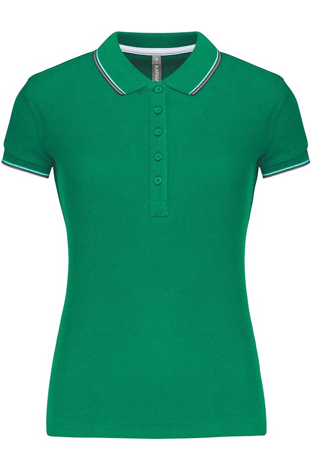 Tricou polo dama, Kariban Two Stripes K251, Verde Kelly
