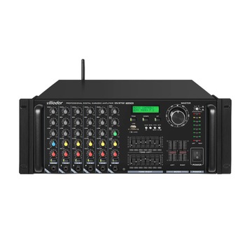 Amplificator Audio Profesional cu Bluetooth, 2 x 750 W, Intrare 6 x Mic, Tuner FM, Ecran LCD, USB / Cititor Card, Multi Control, Negru Amplificator Audio Profesional cu Bluetooth, 2 x 750 W, Intrare 6 x Mic, Tuner FM, Ecran LCD, USB / Cititor Card, Multi Control, Negru