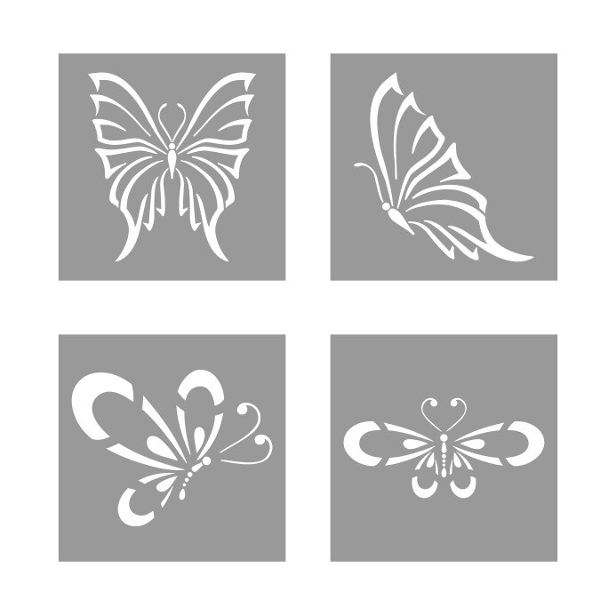 Set 4 sabloane Fluturi 14x14cm/buc - SP97-3