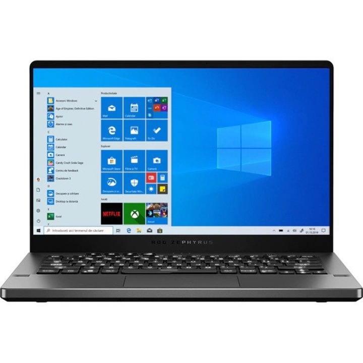 Laptop Gaming ASUS ROG Zephyrus G14 AniMe Matrix GA401QM-HZ080T, AMD Ryzen 7 5800HS pana la 4.3GHz, 14" Full HD, 16GB, SSD 1TB, NVIDIA GeForce RTX 3060 6GB, Windows 10 Home, Gri Inchis
