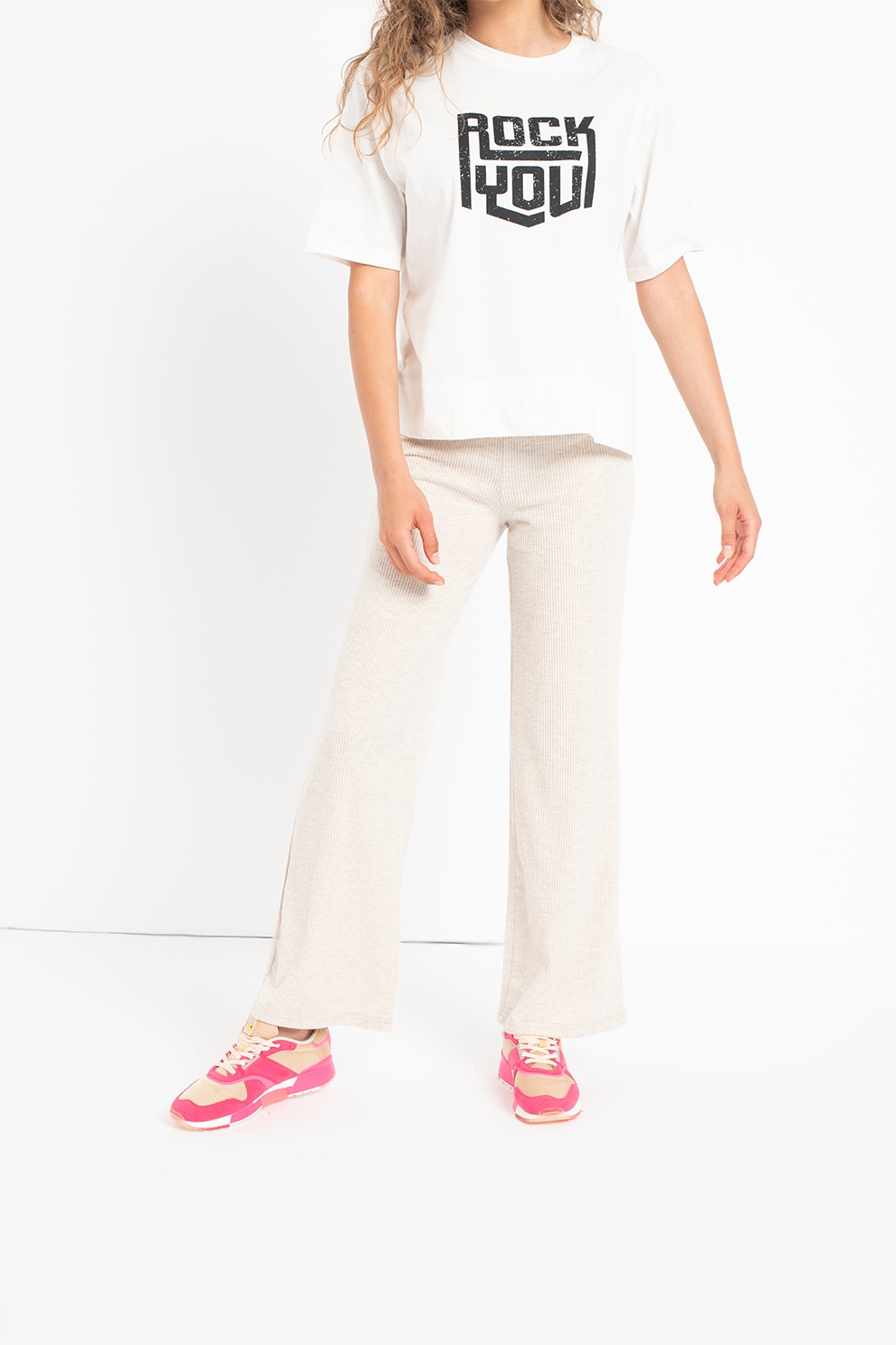 Sisters Point, Pantaloni cu croiala ampla si striatii Verna, Maro nisip