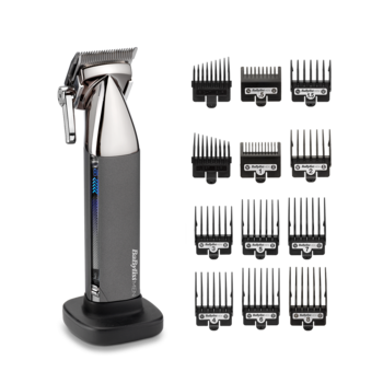 Aparat de tuns si aranjat barba BaByliss E966E, Super-X Metal, 12 accesorii, 3 ore, 1,5-25mm, Otel japonez, Silver Aparat de tuns si aranjat barba BaByliss E966E, Super-X Metal, 12 accesorii, 3 ore, 1,5-25mm, Otel japonez, Silver