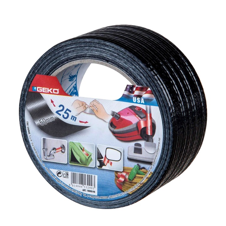 Duct 50mm x 25m szövet ragasztószalag, fekete
