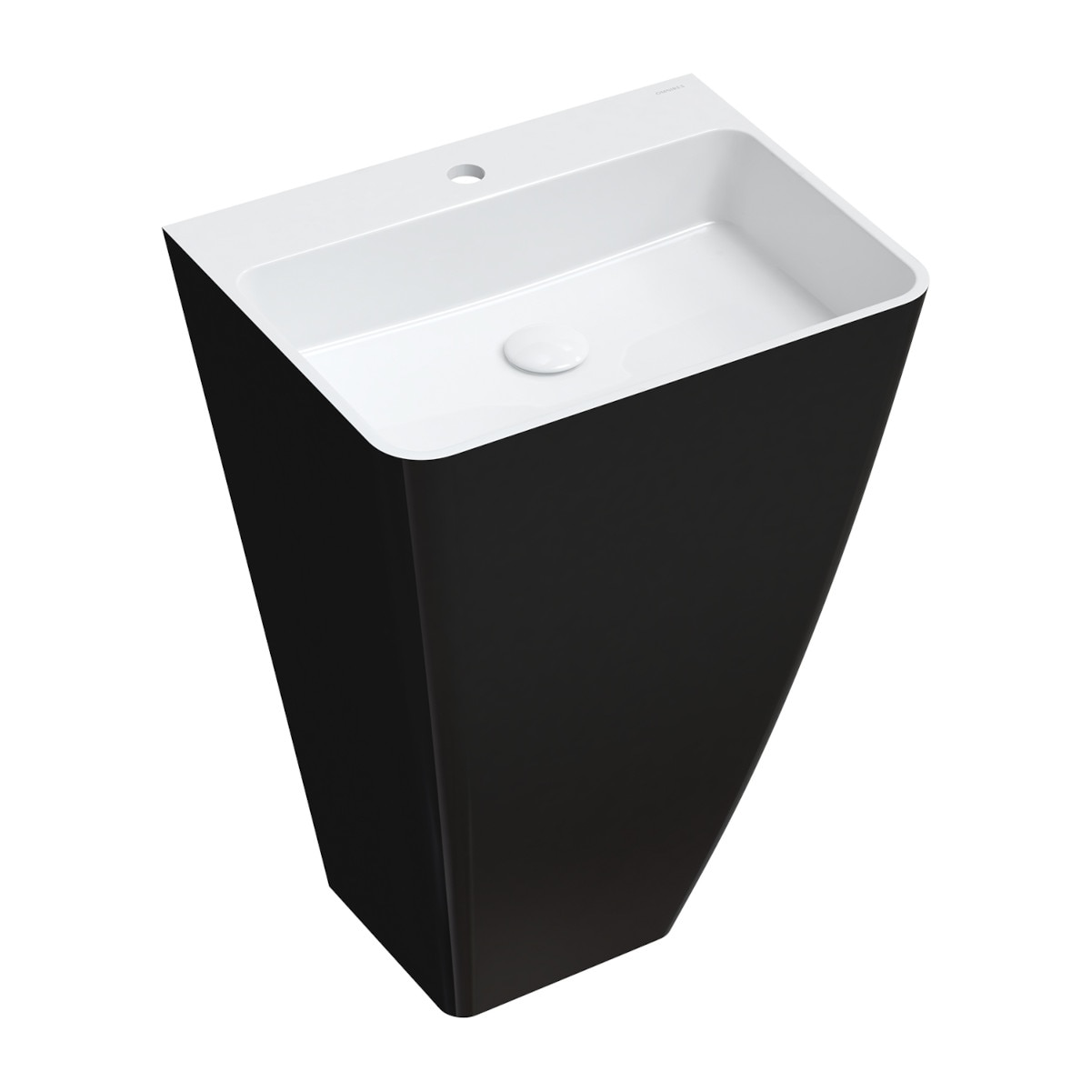 Lavoar stativ OMNIRES PARMA, Compozit Roca Dolomit, Negru Alb, lucios, 55x43x85 cm, cu gaura baterie, montaj podea