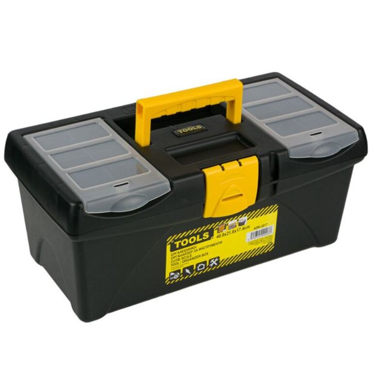 Cutie compartimentata de unelte cu maner pentru transport, 42 x 22 x 18 cm