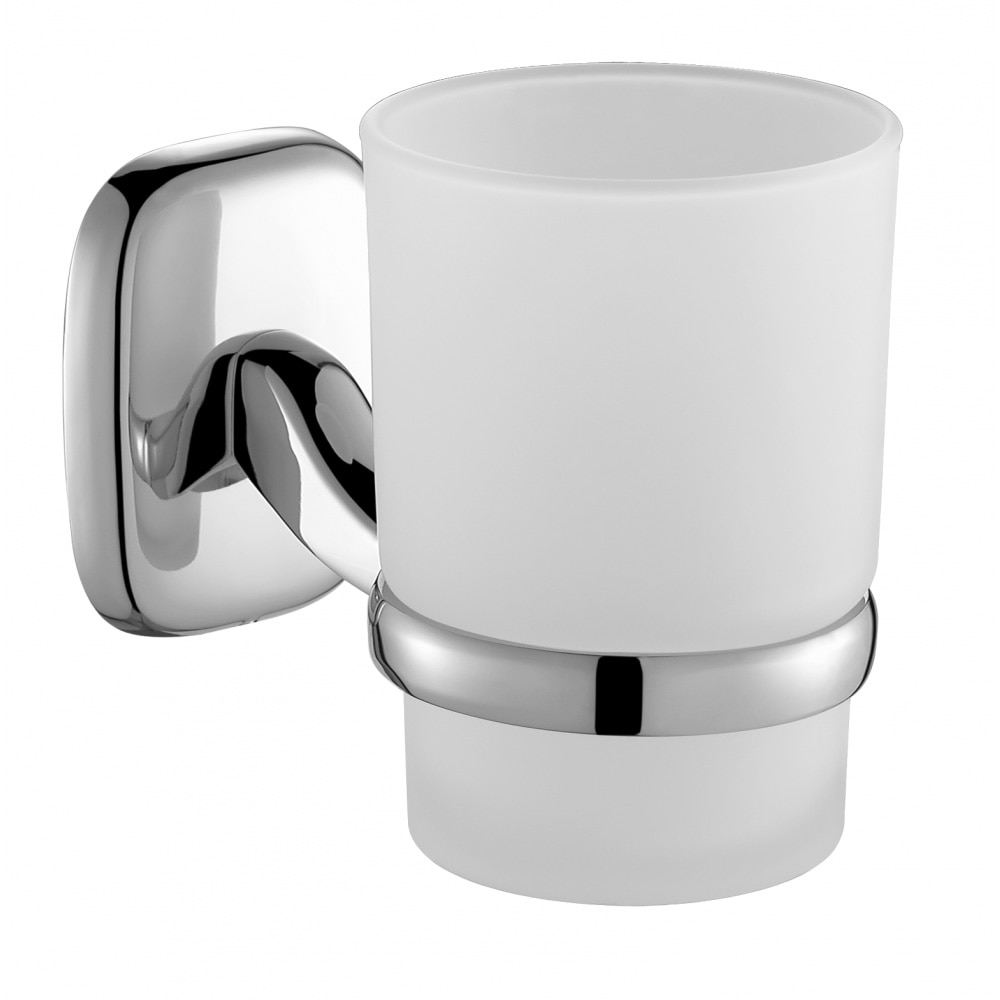 Suport pahar 6706 din alama, finisaj cromat, cu pahar inclus