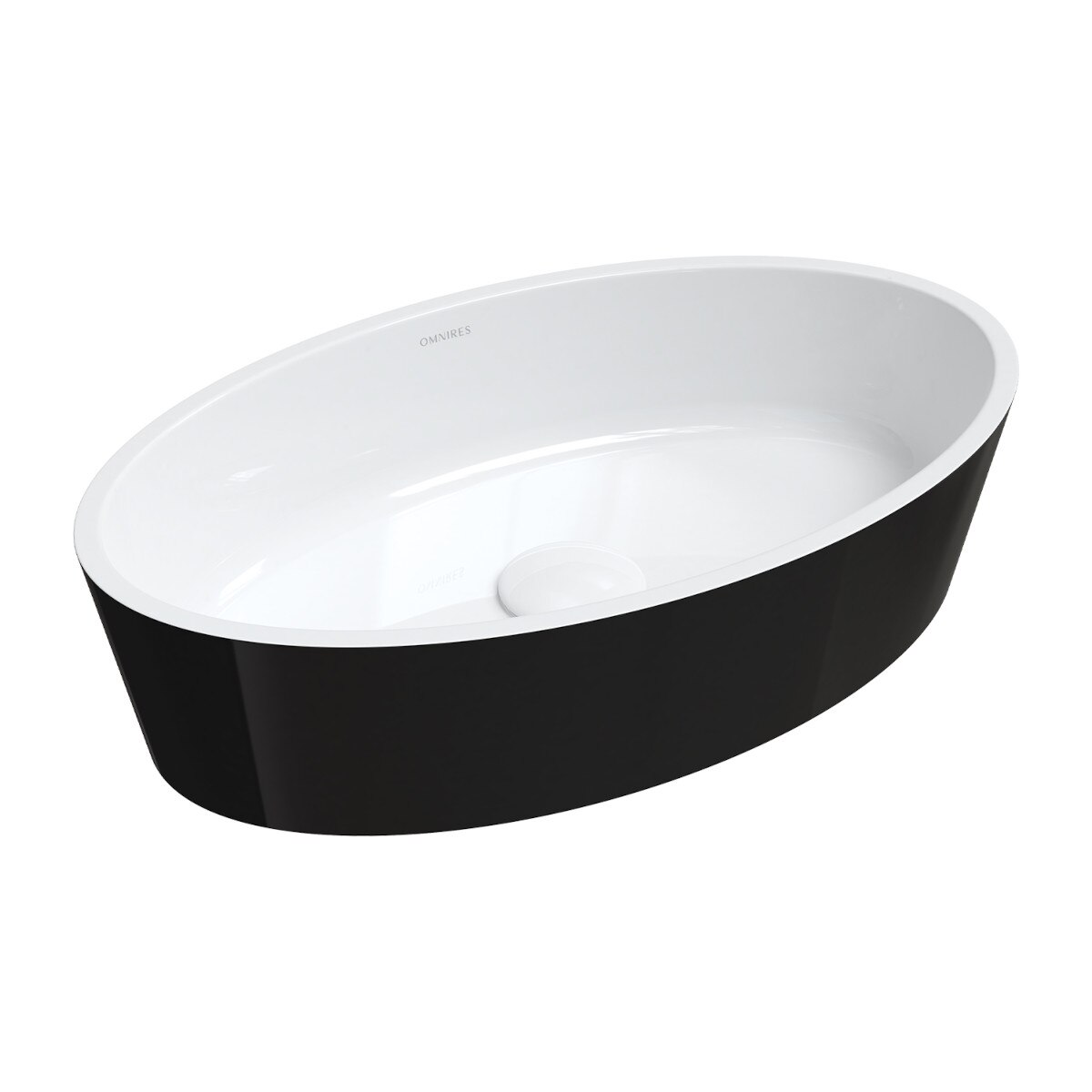 Lavoar OMNIRES SIENA, Compozit Roca Dolomit, Negru Alb, lucios, 50x30 cm, montaj pe blat