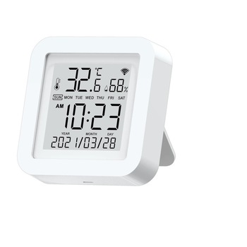 Senzor WiFi de temperatura si umiditate cu display si alimentare Micro USB, utilizare prin aplicatia SmartLife sau Tuya, compatibil Amazon Alexa si Google Home Senzor WiFi de temperatura si umiditate cu display si alimentare Micro USB, utilizare prin aplicatia SmartLife sau Tuya, compatibil Amazon Alexa si Google Home