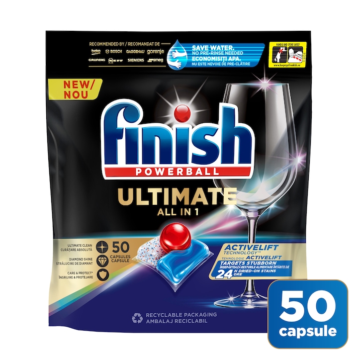 Detergent capsule pentru masina de spalat vase Finish Ultimate All in 1, 50 spalari
