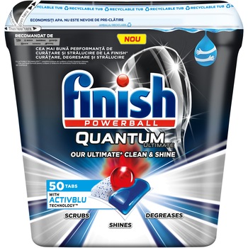 Detergent pentru masina de spalat vase Finish Quantum Ultimate Activblu, 50 spalari Detergent pentru masina de spalat vase Finish Quantum Ultimate Activblu, 50 spalari