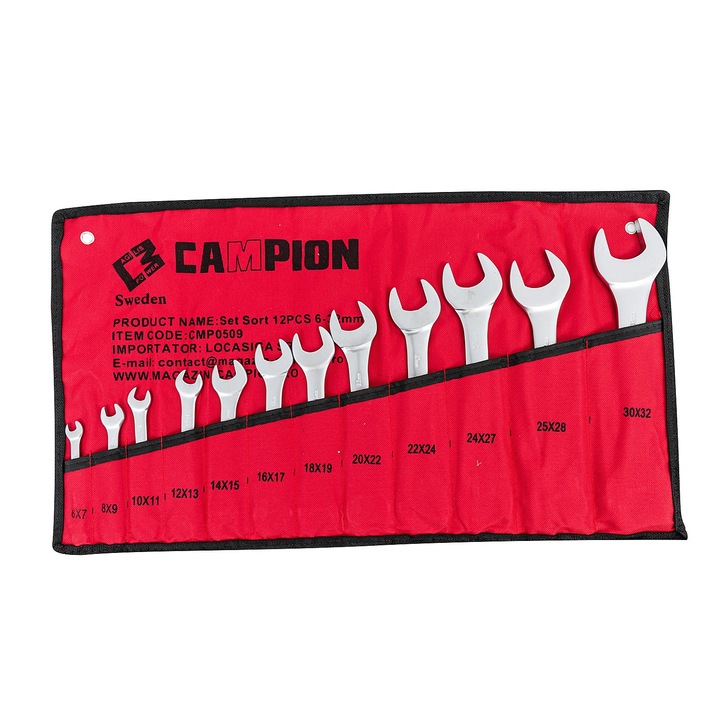 Set Sort de Chei Campion, 6-32, 12 PCS Fixe, Chrome Vanadium