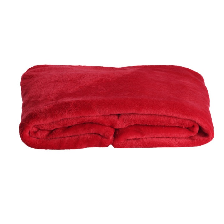 Tricotat Minky Plus, bilaterala, neteda, culoare Rosu, dimensiune 50 cm x 160 cm