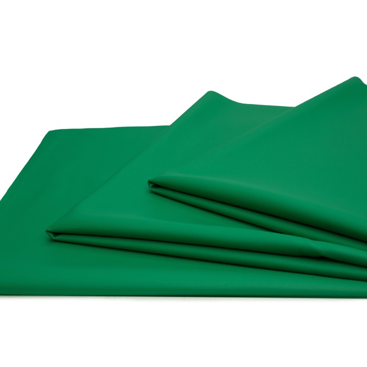 Плат, имитация на естествена кожа, зелена, 50 х 140 см