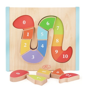 Puzzle 3D Montessori din lemn cu 10 piese, WD2065 RCO® Puzzle 3D Montessori din lemn cu 10 piese, WD2065 RCO®