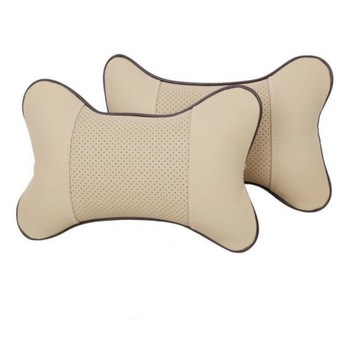 Set perne, montabil pe tetiera auto, pentru sustinerea gatului, din piele ecologica, bej, 2 buc Set perne, montabil pe tetiera auto, pentru sustinerea gatului, din piele ecologica, bej, 2 buc