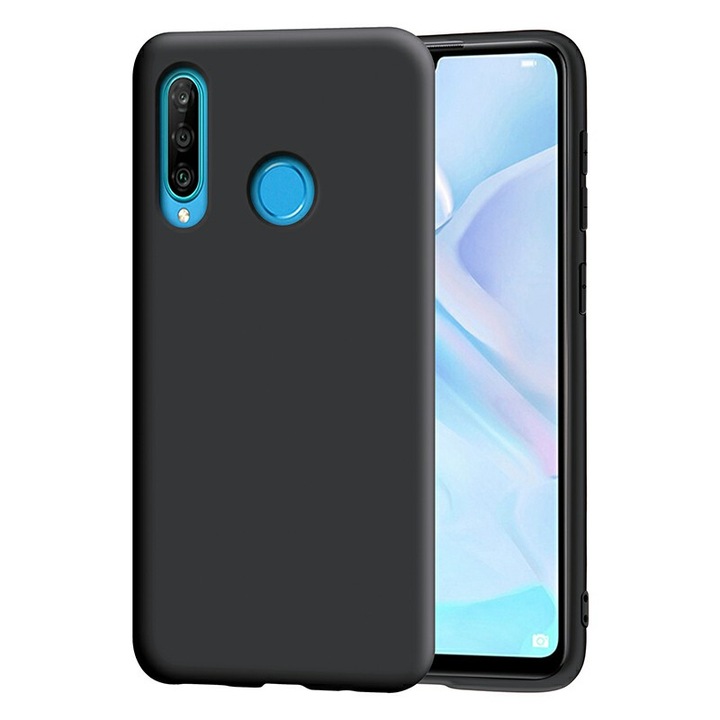 Силиконов Кейс за Huawei P30 Lite, Матов, Черен