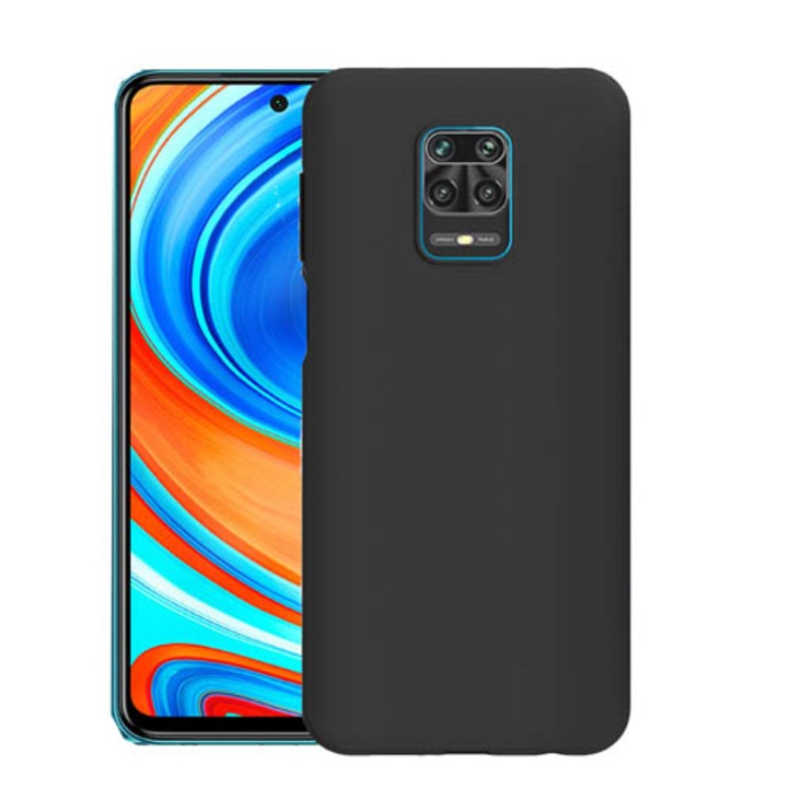 Силиконов Кейс за Xiaomi Redmi Note 9, Матов, Черен