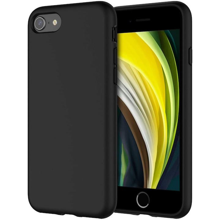 Силиконов Кейс за Apple iPhone 7/8/SE 2020, Матов, Черен