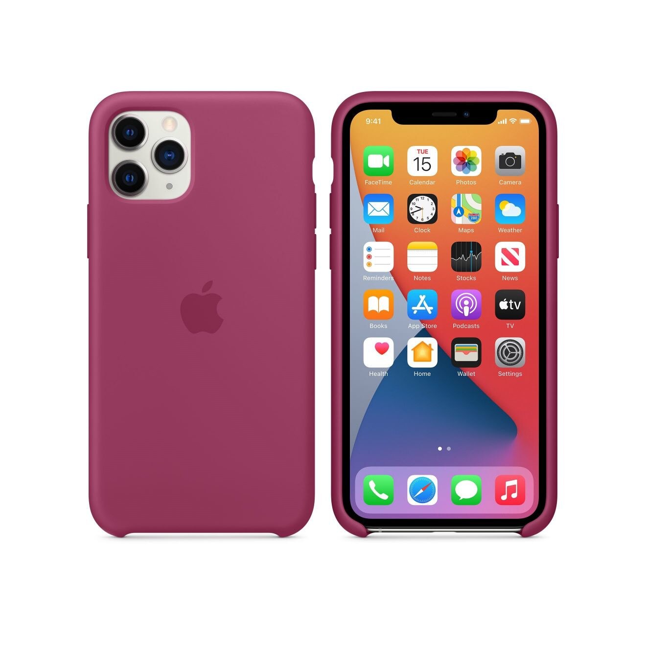 Husa de protectie Apple pentru iPhone 11 Pro, Silicon, Pomegranate