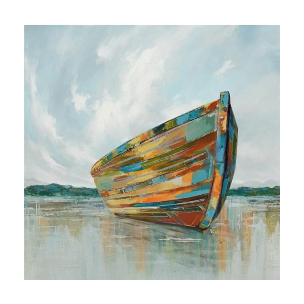 Tablou pictura manual ulei pe panza Accent 330704, Barca, 80/80 cm