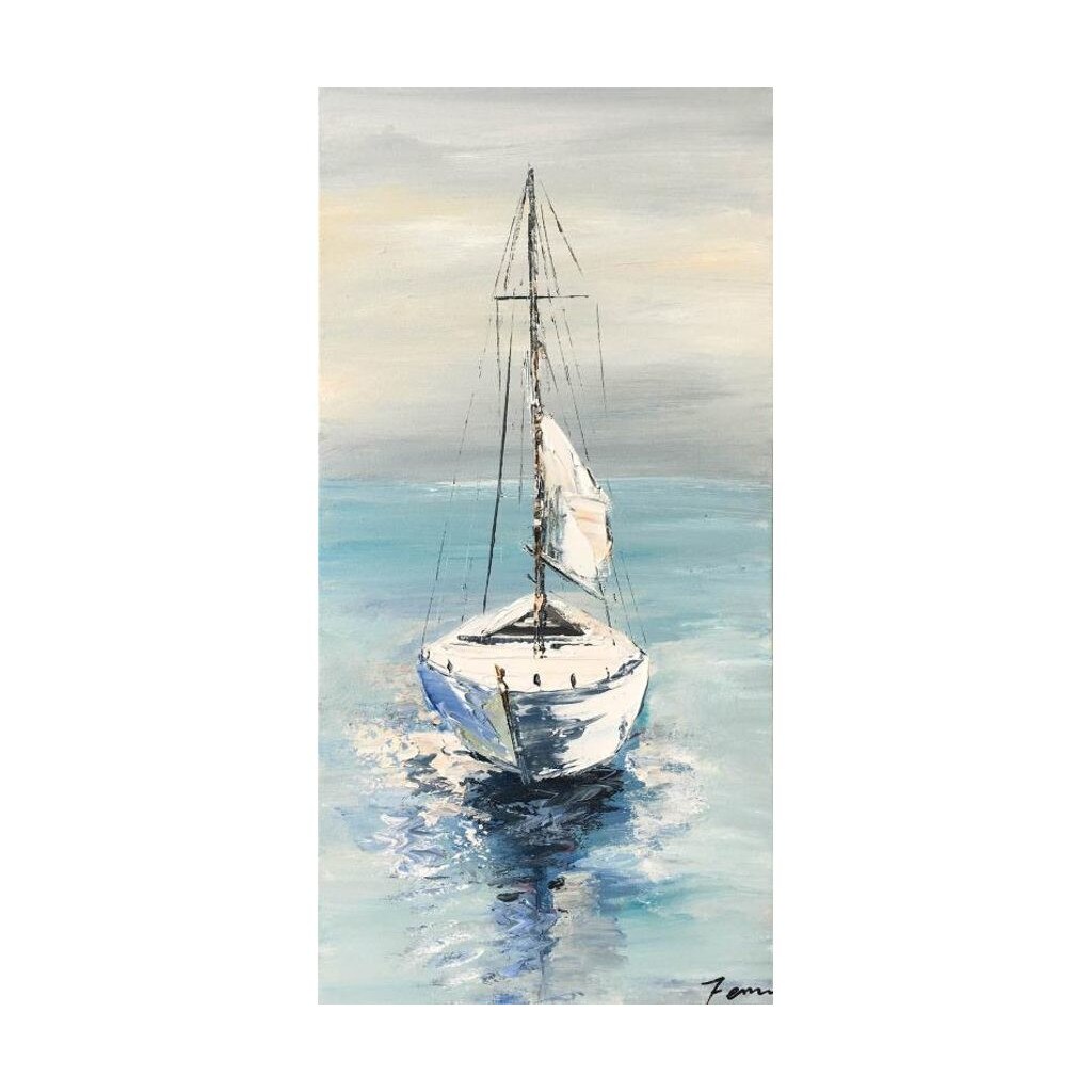 Tablou pictura manual ulei pe panza Accent 330708-1, Barca, 40/80 cm