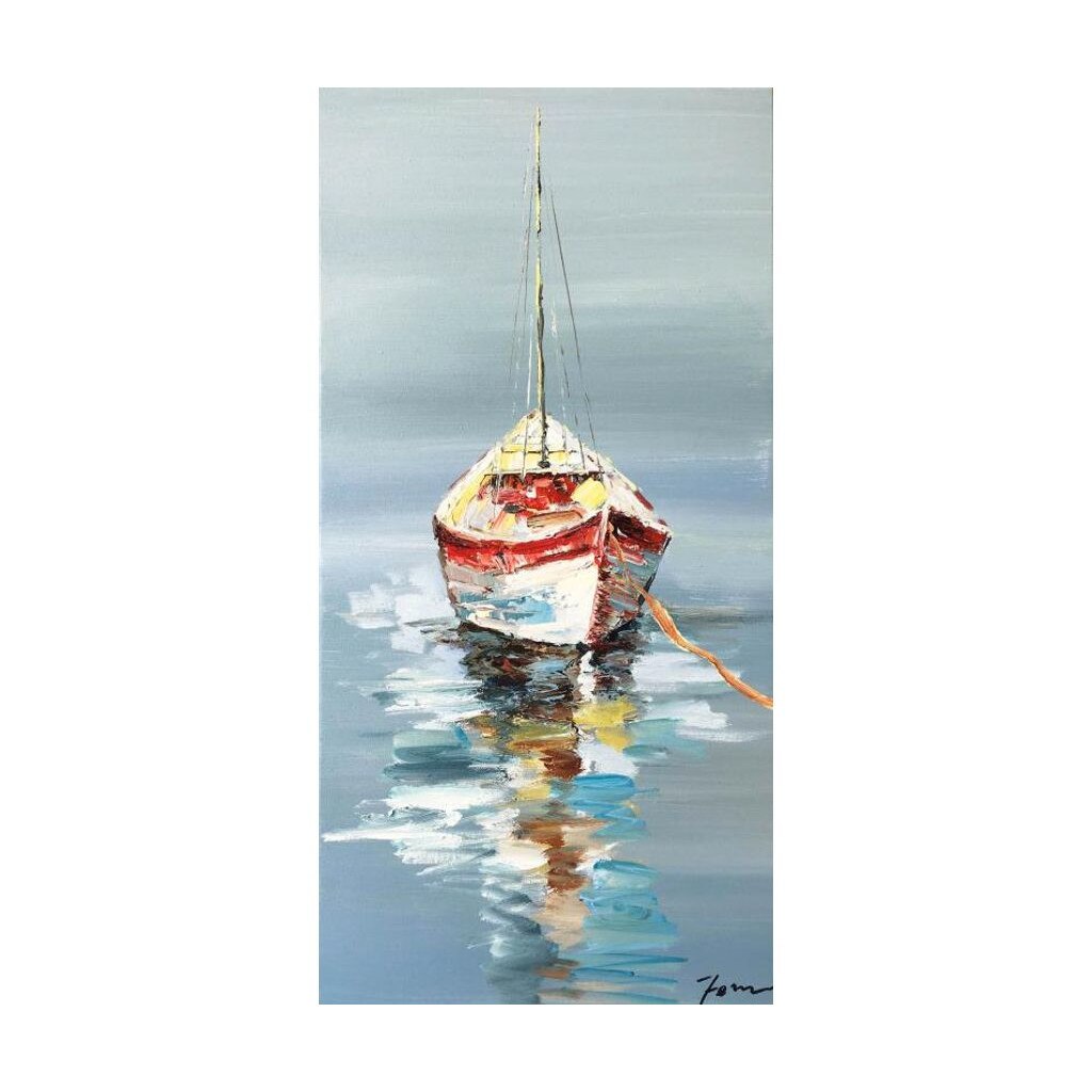 Tablou pictura manual ulei pe panza Accent 330708, Barca, 40/80 cm