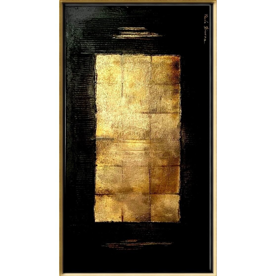 Tablou abstract pictat manual, ulei pe panza, pictura in cutit 103x53cm