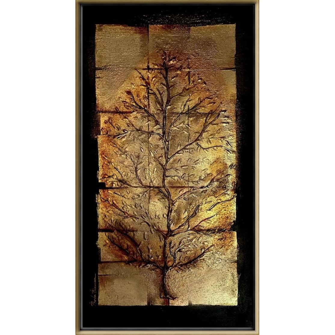 Tablou abstract pictat manual ulei pe panza, pictura cutit 103x53cm
