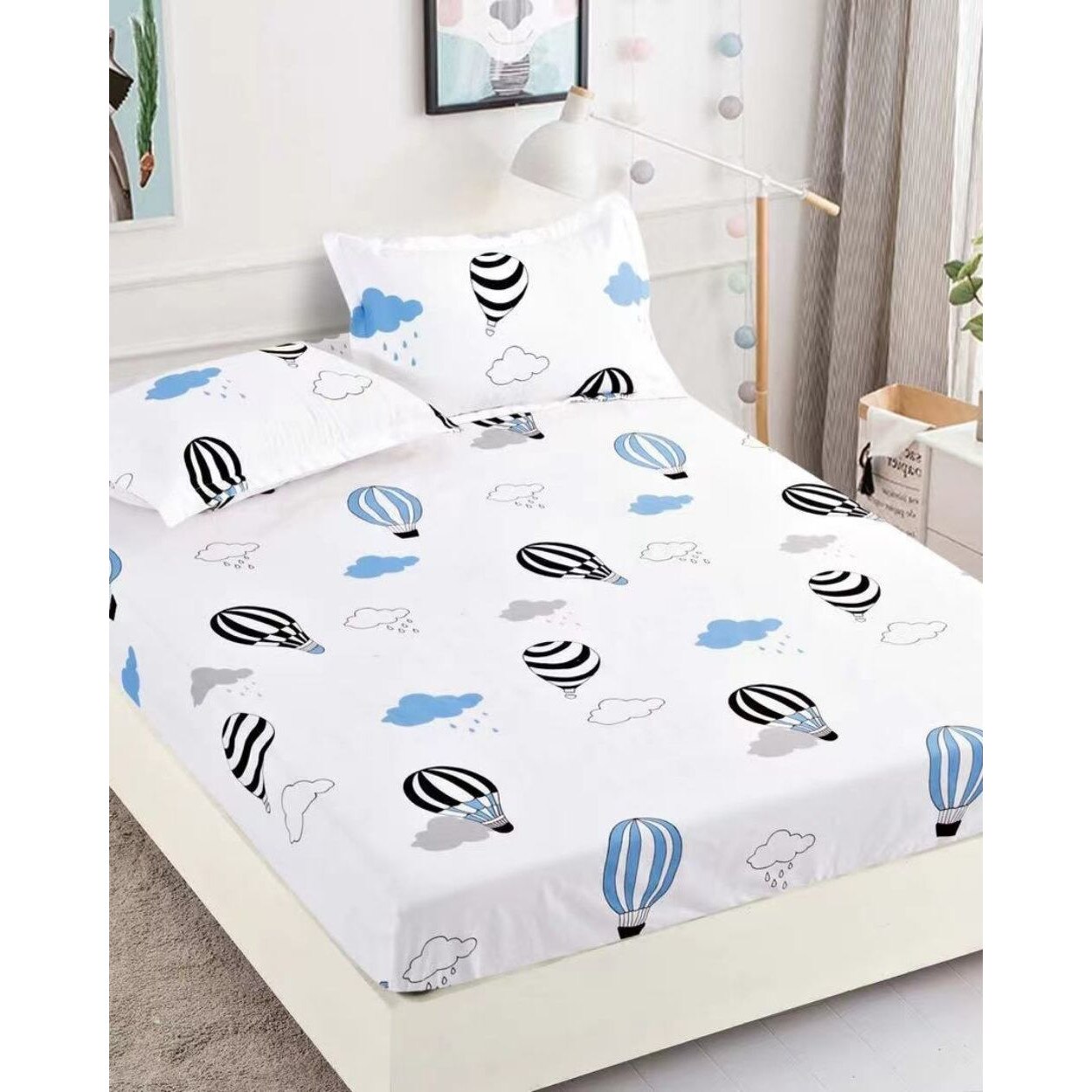 Set Husa de Pat cu Elastic cu 2 Fete de Perna pentru Pat Dublu, Finet, HBF-127