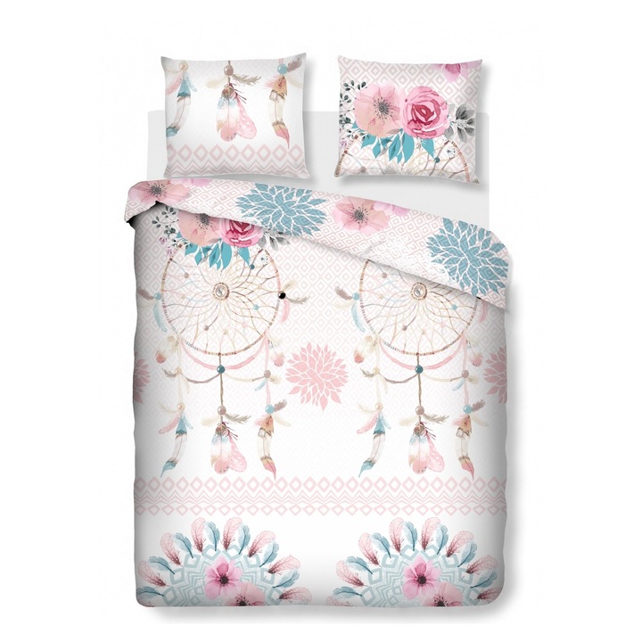 Комплект спално бельо Bedora King Size Machupicchu, 4 части, 100% памук, Многоцветен