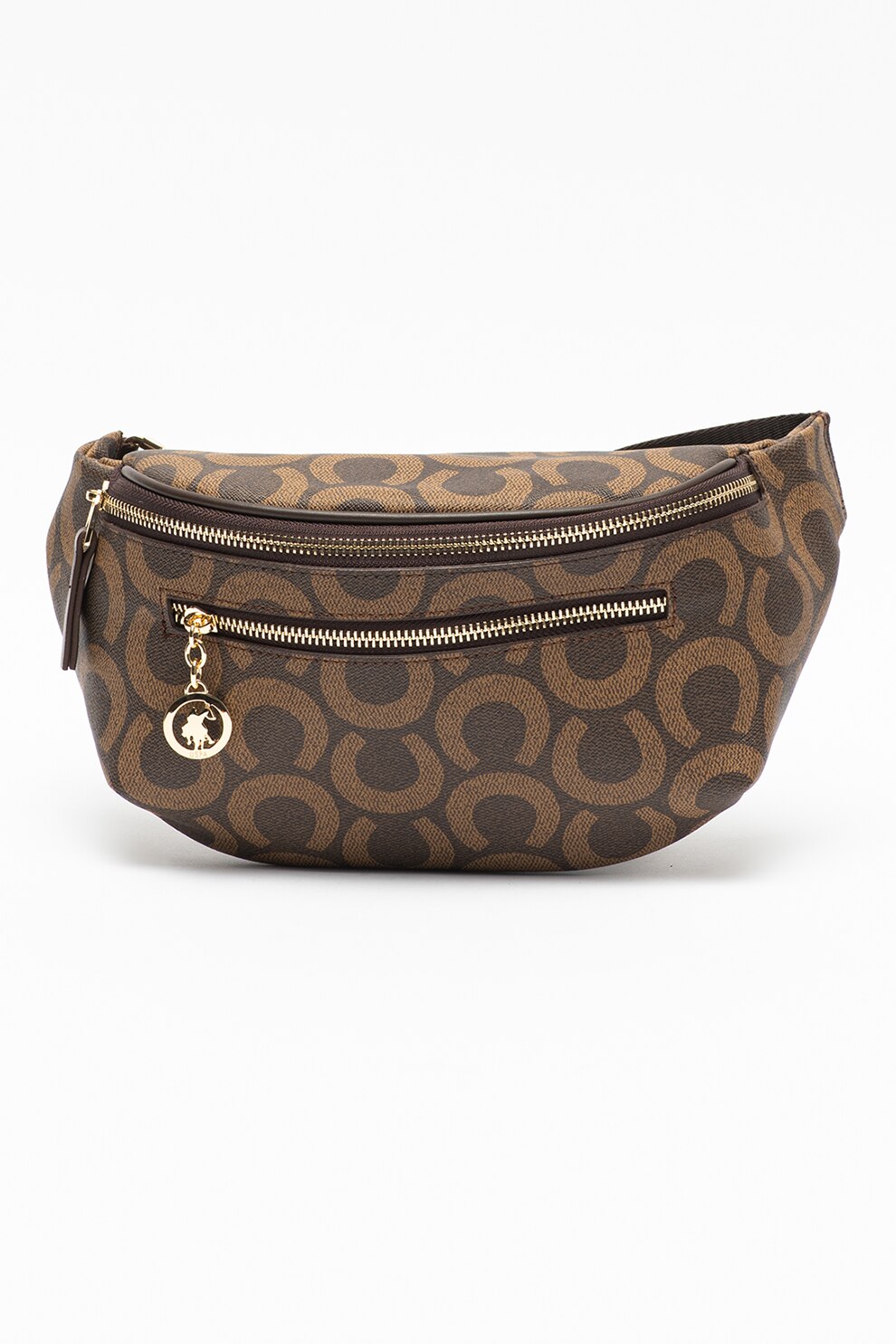 U.S. Polo Assn., Borseta de piele ecologica cu aspect de piele saffiano, Maro