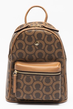 U.S. Polo Assn., Rucsac de piele ecologica cu buzunar exterior cu fermoar, Maro inchis/Maro caramel U.S. Polo Assn., Rucsac de piele ecologica cu buzunar exterior cu fermoar, Maro inchis/Maro caramel