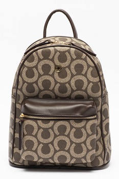 U.S. Polo Assn., Rucsac de piele ecologica cu buzunar exterior cu fermoar, Maro taupe/Maro inchis U.S. Polo Assn., Rucsac de piele ecologica cu buzunar exterior cu fermoar, Maro taupe/Maro inchis