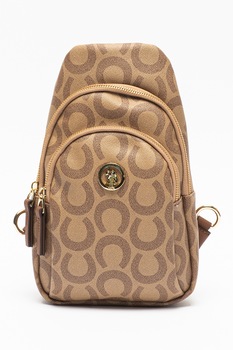 U.S. Polo Assn., Geanta crossbody de piele ecologica cu model, Cafeniu U.S. Polo Assn., Geanta crossbody de piele ecologica cu model, Cafeniu