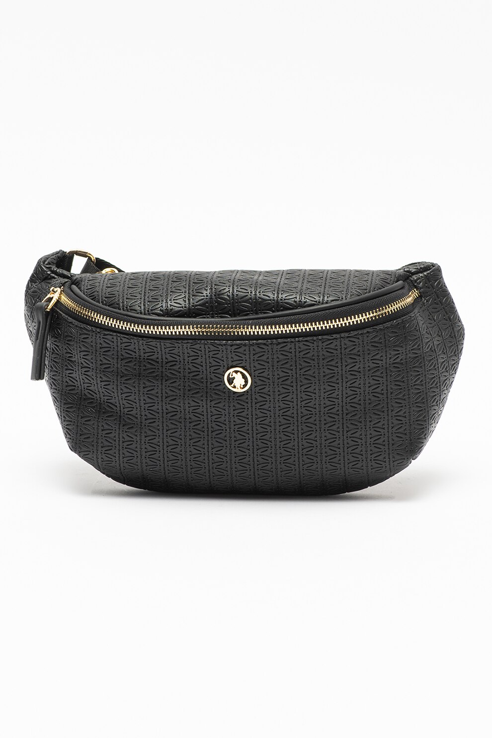 U.S. Polo Assn., Borseta cu fermoar si monograma, Negru