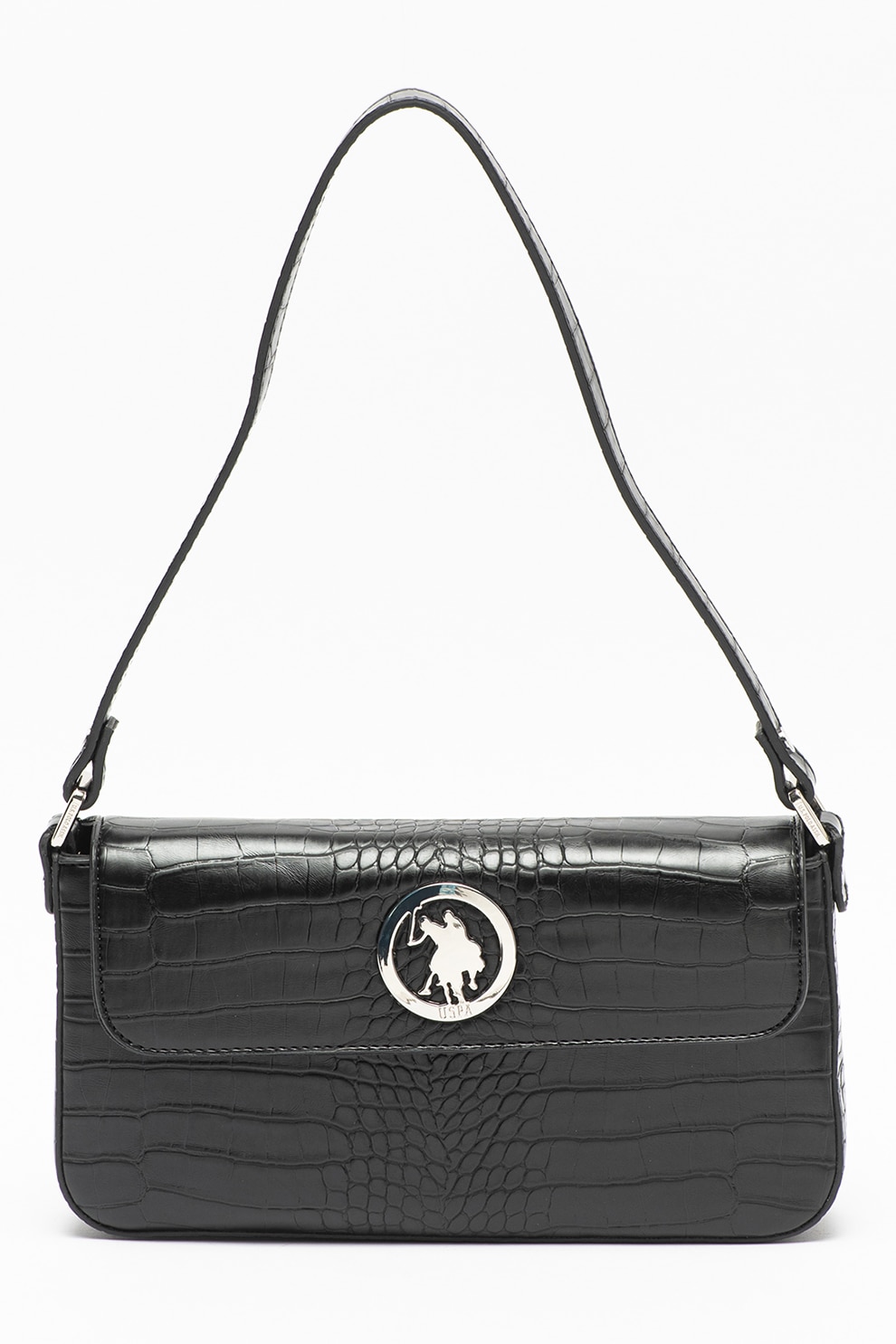 U.S. Polo Assn., Geanta de piele ecologica cu aspect texturat, Negru