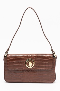 U.S. Polo Assn., Geanta de piele ecologica cu aspect texturat, Coniac U.S. Polo Assn., Geanta de piele ecologica cu aspect texturat, Coniac