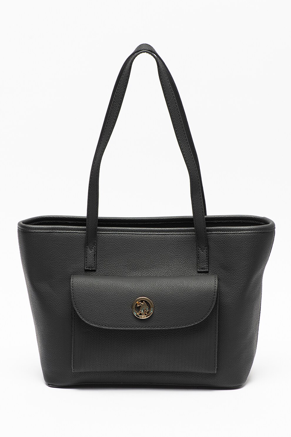 U.S. Polo Assn., Geanta shopper uni de piele ecologica, Negru