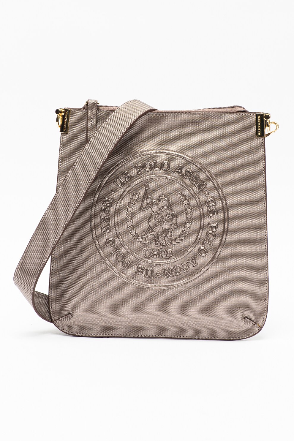 U.S. Polo Assn., Geanta crossbody de bareta detasabila, Maro taupe deschis