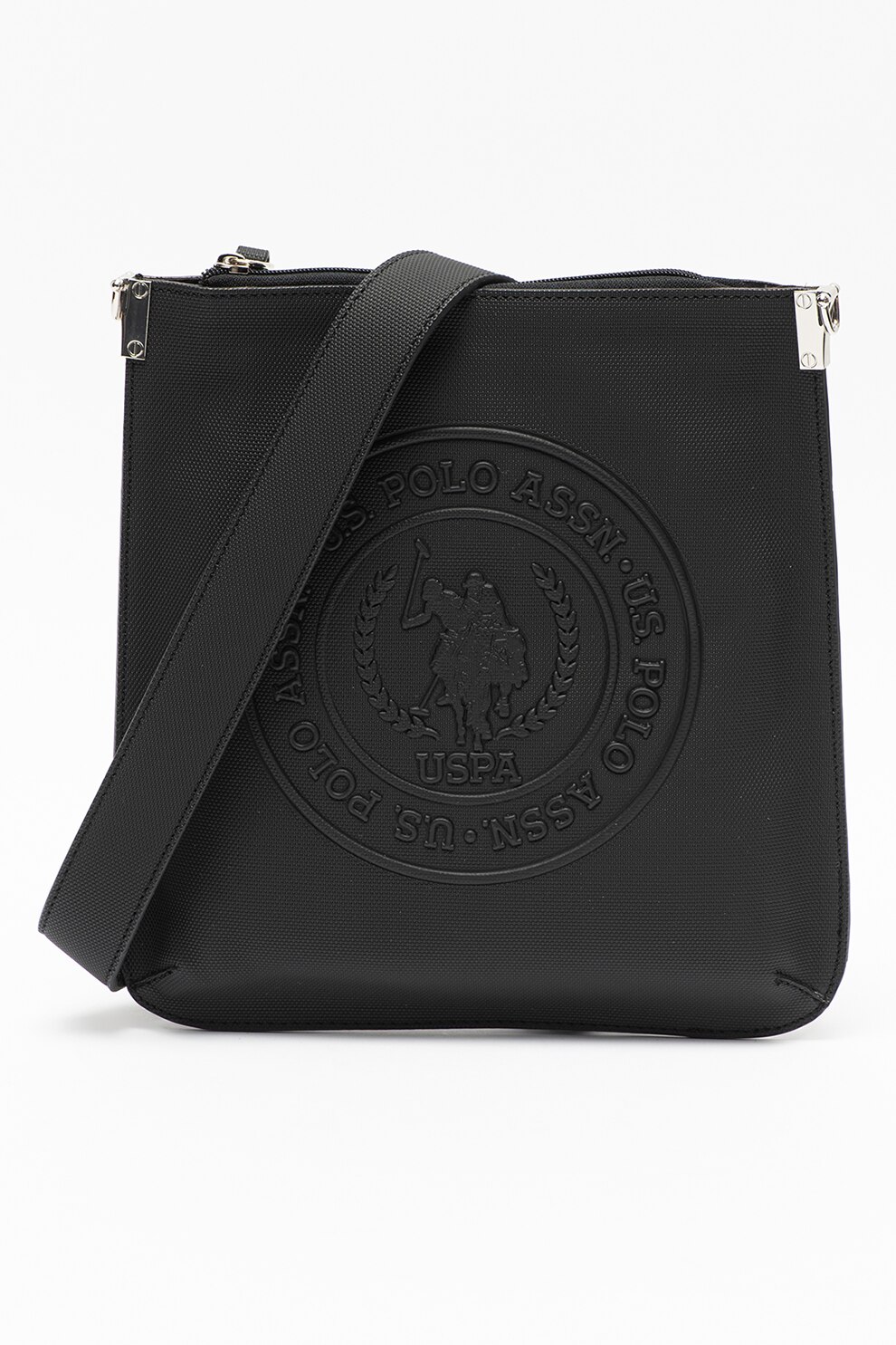 U.S. Polo Assn., Geanta crossbody de bareta detasabila, Negru/Print